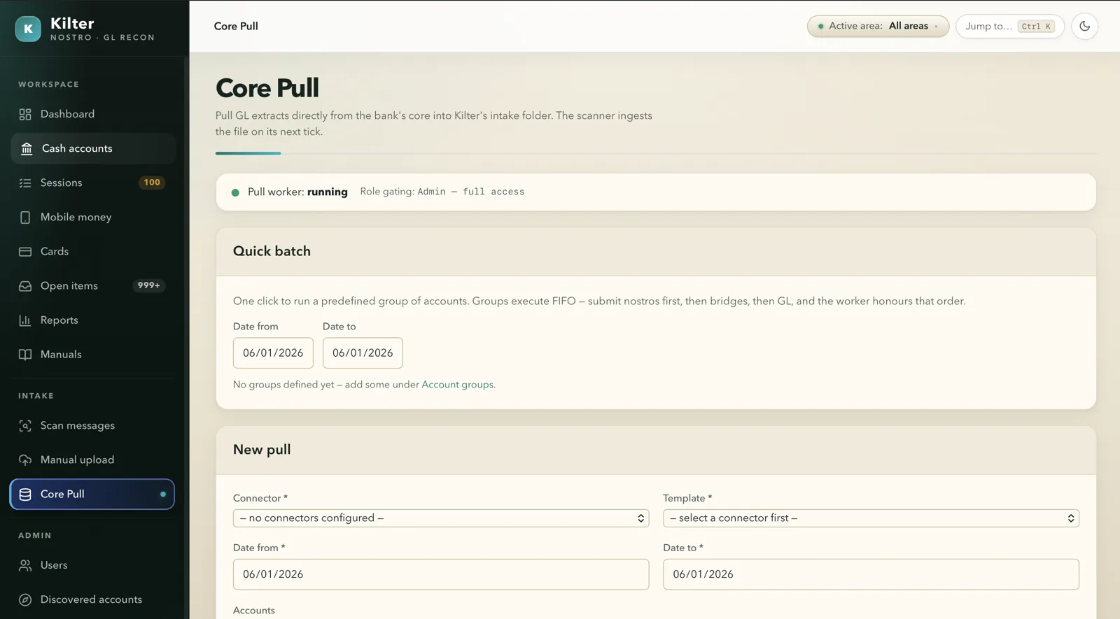 Core Pull — self-service extracts